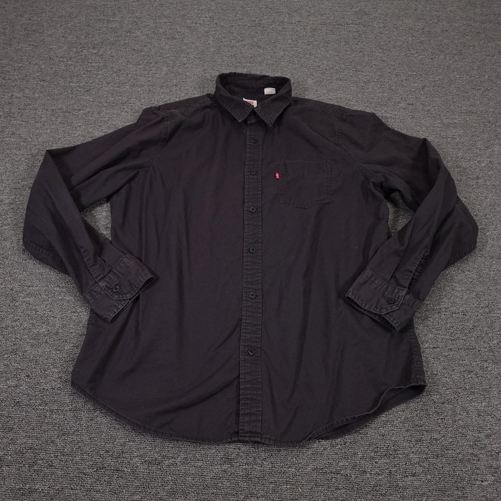 Levis Shirt Mens Large Black Long Sleeve Button Up Regular Fit Casual Cotton